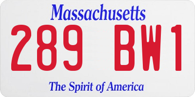 MA license plate 289BW1