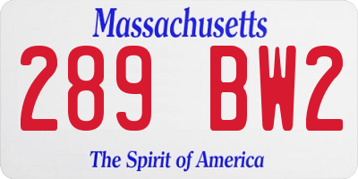 MA license plate 289BW2