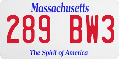 MA license plate 289BW3