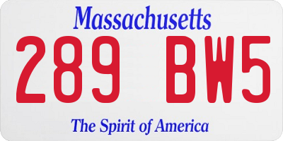 MA license plate 289BW5