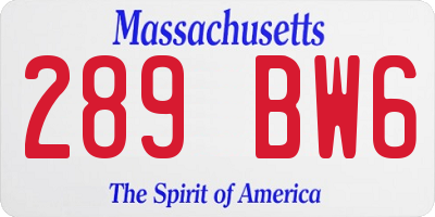 MA license plate 289BW6