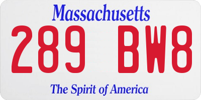 MA license plate 289BW8