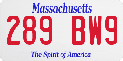 MA license plate 289BW9