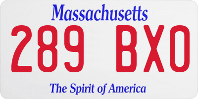 MA license plate 289BX0