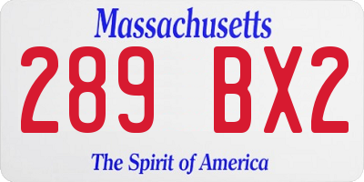 MA license plate 289BX2