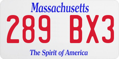 MA license plate 289BX3