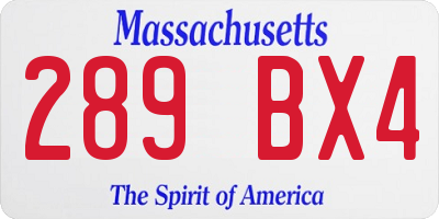 MA license plate 289BX4