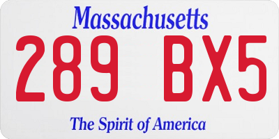 MA license plate 289BX5