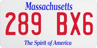 MA license plate 289BX6