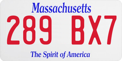 MA license plate 289BX7