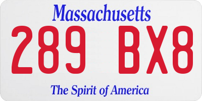 MA license plate 289BX8
