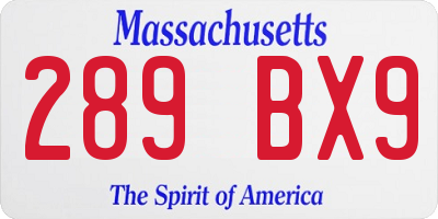 MA license plate 289BX9