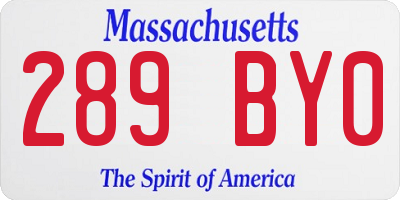 MA license plate 289BY0