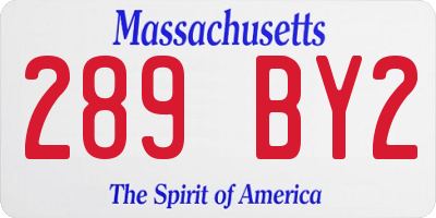 MA license plate 289BY2
