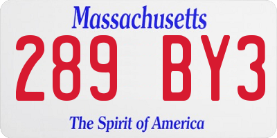 MA license plate 289BY3