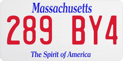 MA license plate 289BY4
