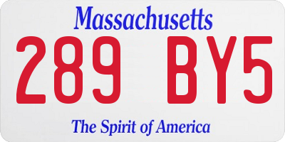 MA license plate 289BY5