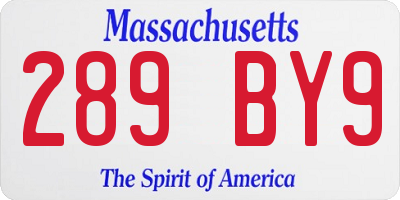 MA license plate 289BY9
