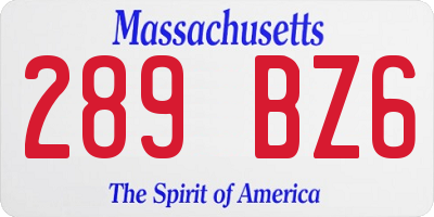 MA license plate 289BZ6