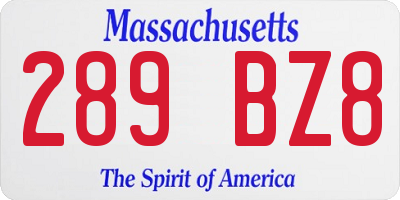 MA license plate 289BZ8