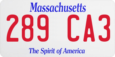 MA license plate 289CA3