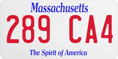 MA license plate 289CA4