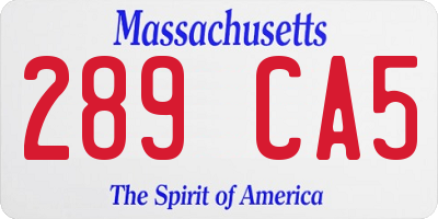 MA license plate 289CA5