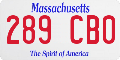 MA license plate 289CB0