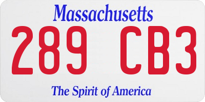 MA license plate 289CB3