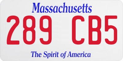 MA license plate 289CB5