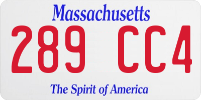 MA license plate 289CC4