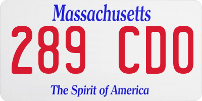 MA license plate 289CD0
