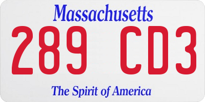 MA license plate 289CD3
