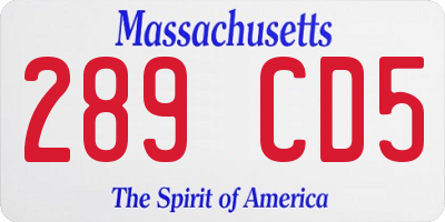 MA license plate 289CD5