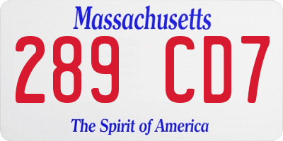 MA license plate 289CD7