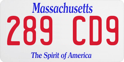 MA license plate 289CD9