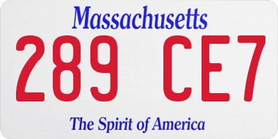 MA license plate 289CE7