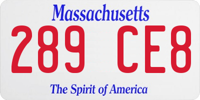 MA license plate 289CE8
