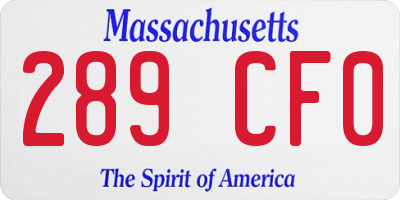 MA license plate 289CF0