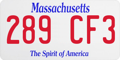 MA license plate 289CF3