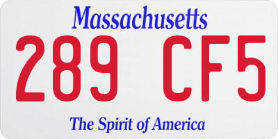 MA license plate 289CF5