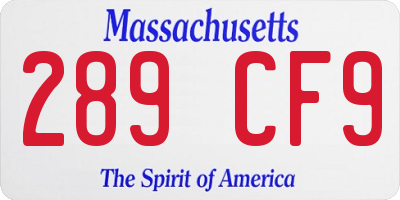 MA license plate 289CF9