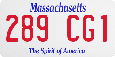 MA license plate 289CG1