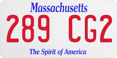 MA license plate 289CG2