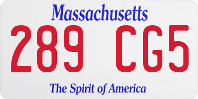 MA license plate 289CG5