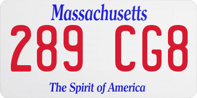 MA license plate 289CG8