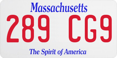 MA license plate 289CG9