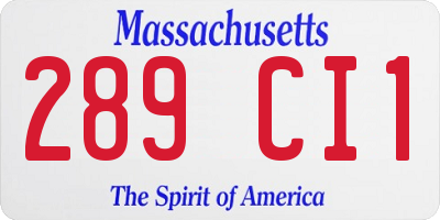 MA license plate 289CI1