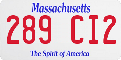 MA license plate 289CI2