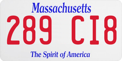 MA license plate 289CI8